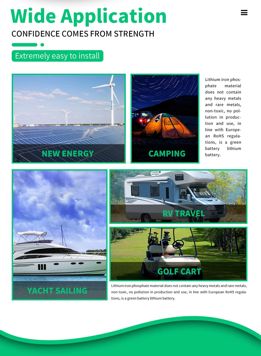 Environmentally friendly 320AH Lifepo4 Battery for camping, RVs, and more.