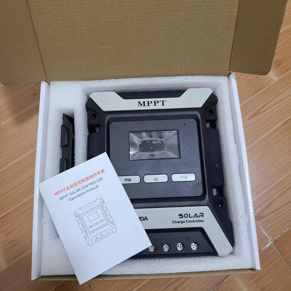 MPPT Solar Charge Controller, Regulates solar energy for various battery types using MPPT technology.