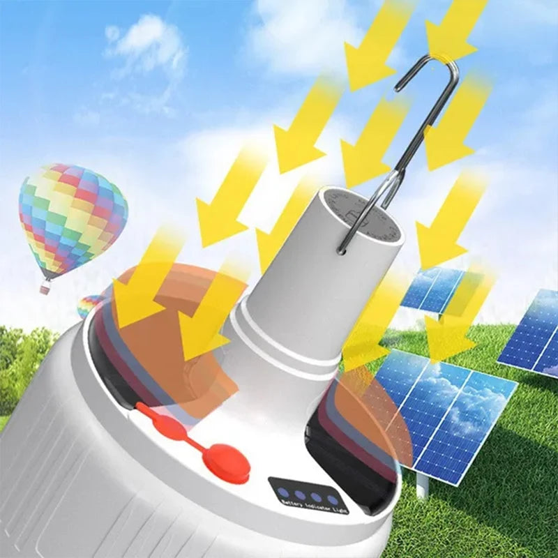 Solar Light, Real-time battery level indicator with 4 levels (25%, 50%, 75%, 100%) for effortless charging reminders.