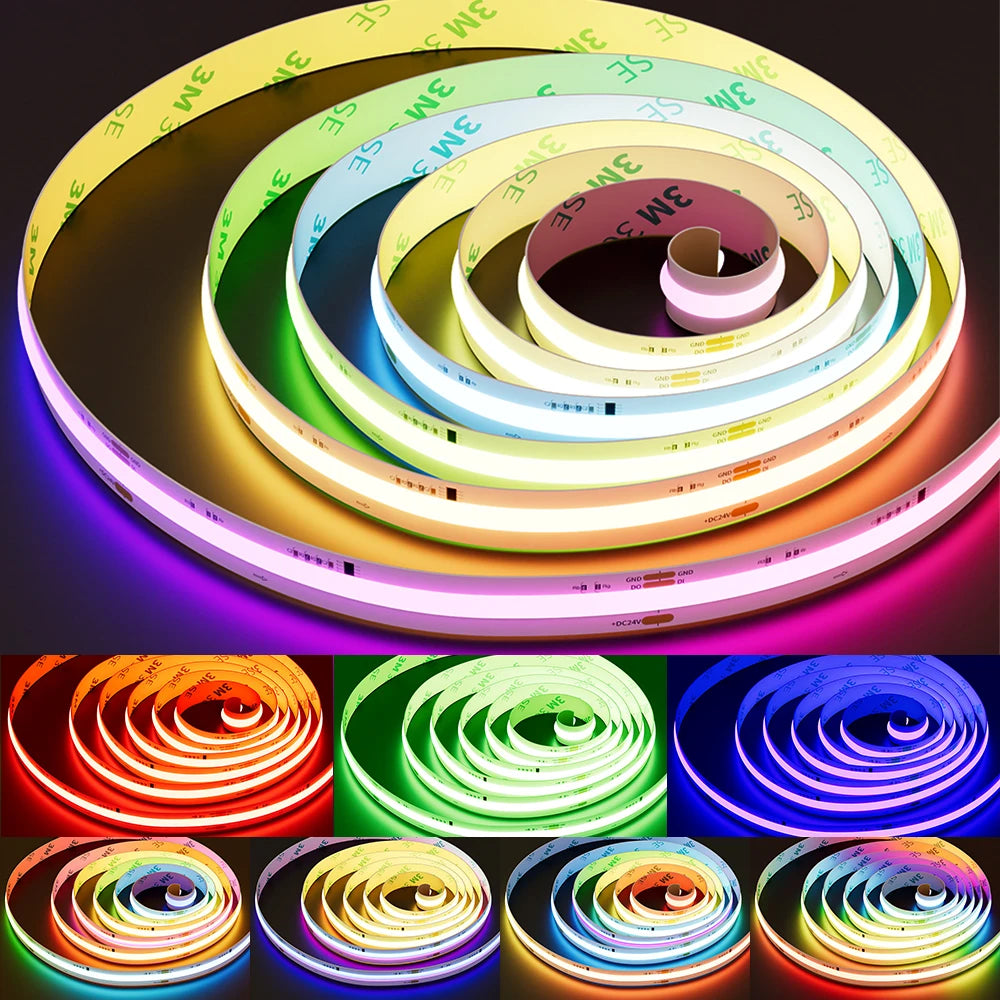 PAUTIX Waterproof COB LED Strip, 630 LEDs/m, DC12V/24V, 10W-14W/m, addressable full color.