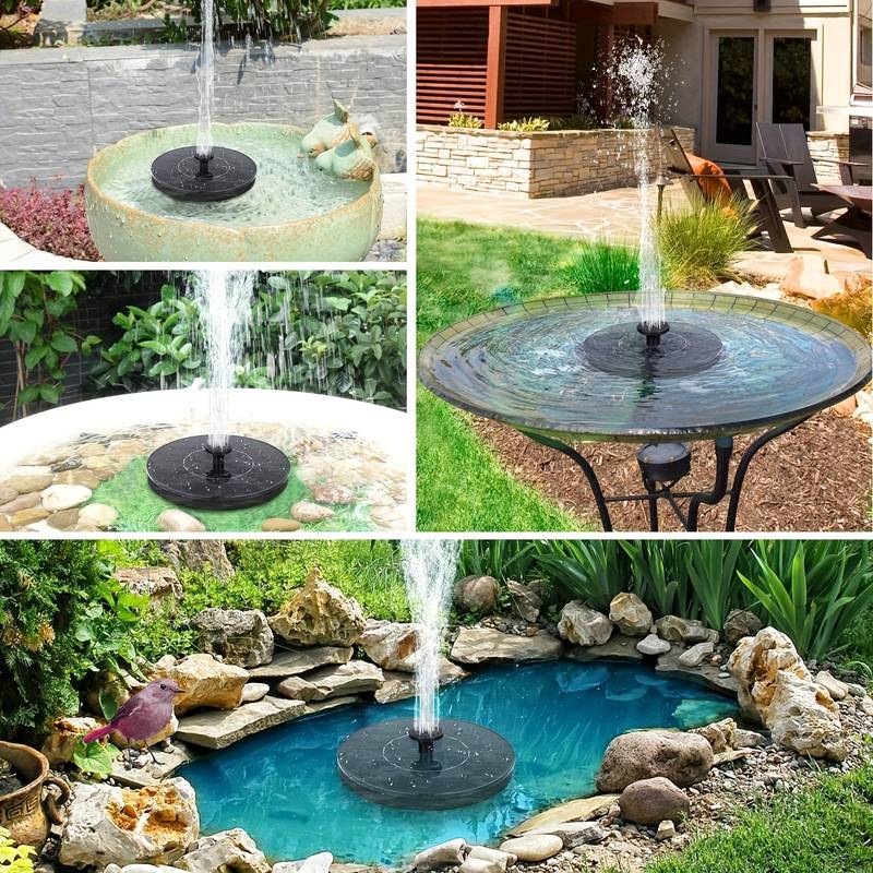 Pompa per fontana solare Pompa per acqua con 6 ugelli per vasche da bagno per uccelli da giardino, vasca per pesci da piscina, fontana ad energia solare esterna