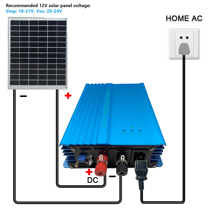 500W Grid Tie Inverter, 12V solar panel compatible, suitable for home use.
