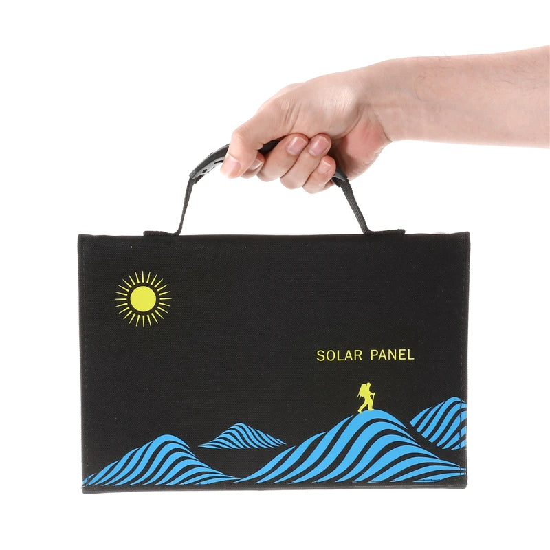 100W Solar Panel, Compact portable solar charger with built-in 4Pcs solar panels and hanging holes.