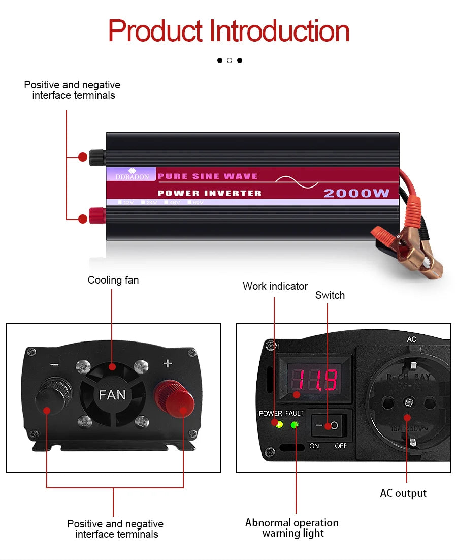 Pure Sine Wave Inverter, Pure Sine Wave Power Inverter: compact, reliable, and versatile power converter for home or car use.