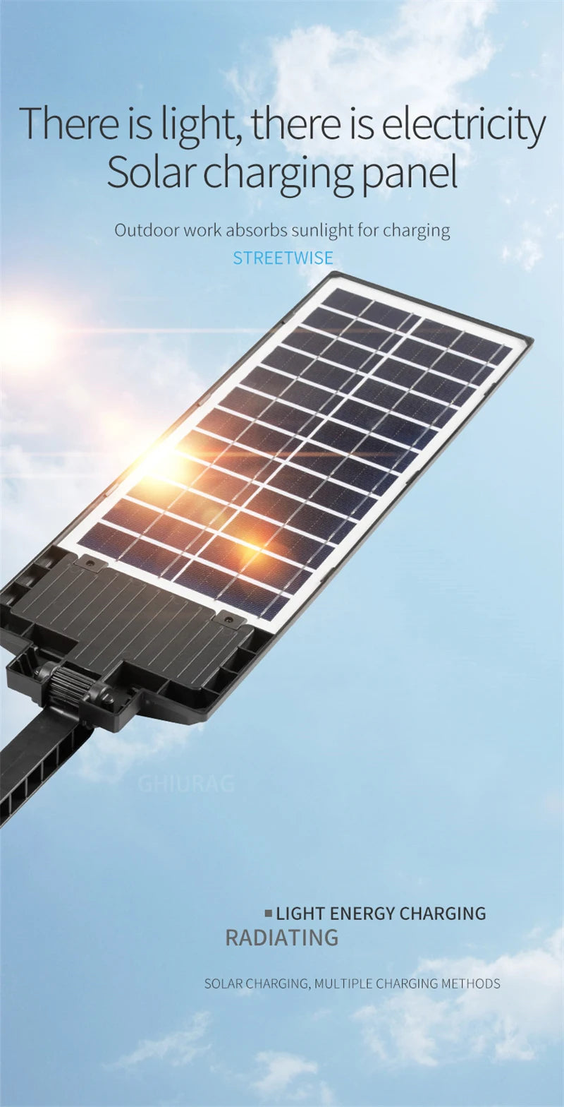 Outdoor Solar Light, Waterproof solar-powered lamp with multiple charging methods, perfect for outdoor use.