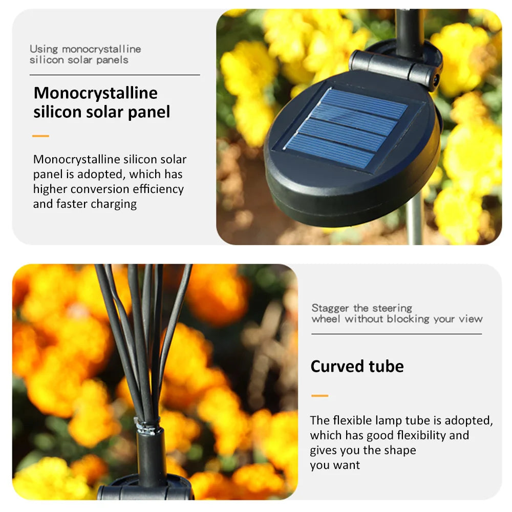 Solar LED Light, Solar-powered reading lights with flexible tubes for adjustable reading angles.