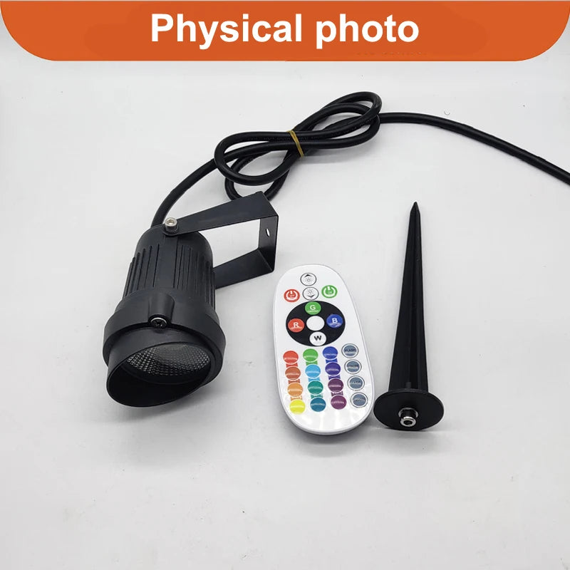 LED Lawn Lamp Outdoor Garden Light, Waterproof LED lawn lamp with RGB color-changing and spike design for outdoor garden lighting.