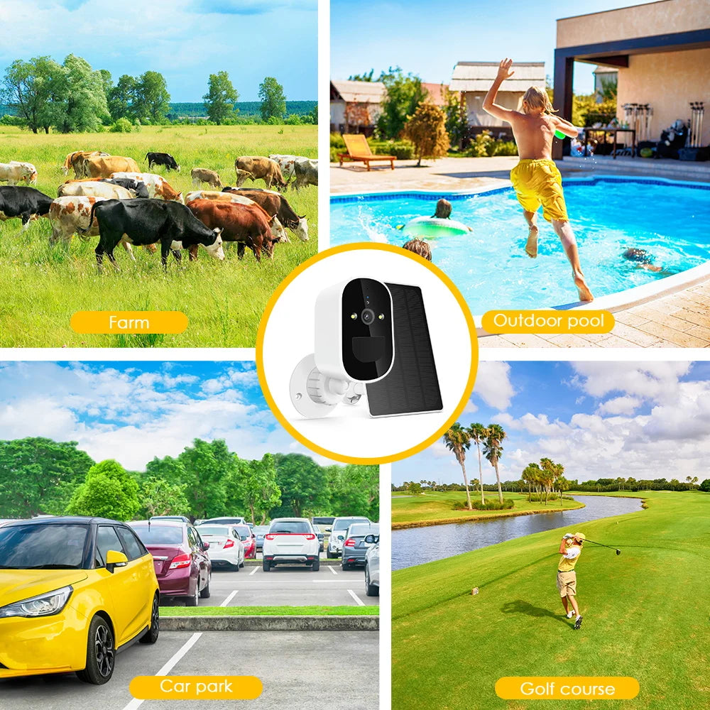 BESDER  TD3 WiFi Solar Camera, Outdoor surveillance camera suitable for farms, pools, car parks, and golf courses.