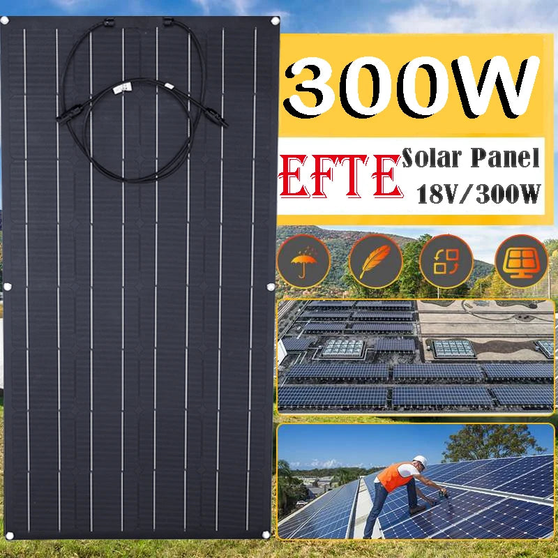 ETFE 300W Flexible Solar Panel, Portable solar panel charger for camping and outdoor adventures.