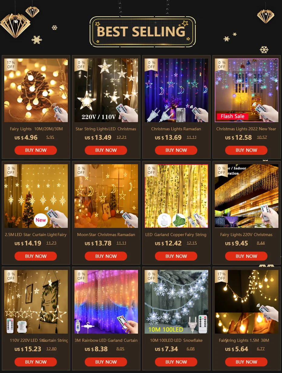 5M-100M Garland LED String Light, Garland LED String Light Christmas Fairy Light