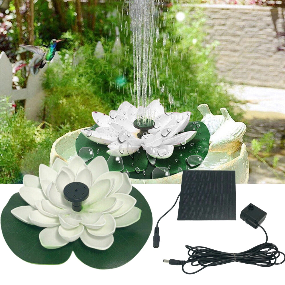 Mini estanque de fuente de agua solar de loto - Fuente de cascada de decoración Baño de pájaros al aire libre Fuente de jardín flotante con energía solar