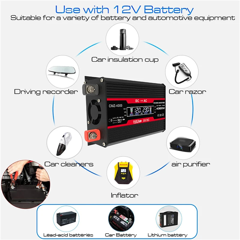 Universal adapter suitable for various batteries and automotive equipment.