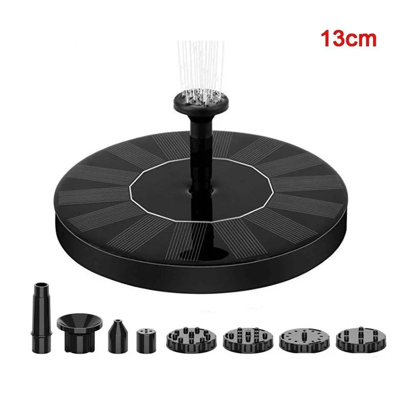 Mini solar water fountain pool pond from mainland China, made of plastic.