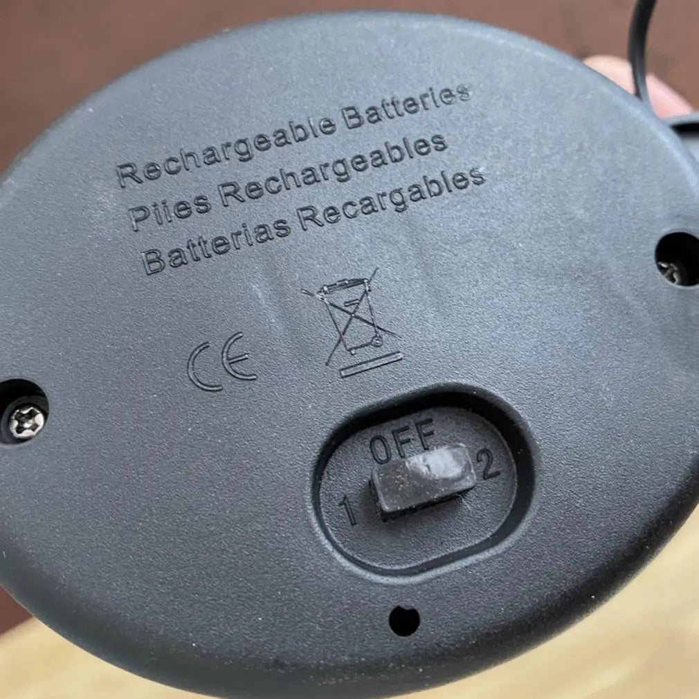 Rechargeable battery-powered string light; requires 2 batteries, not included.