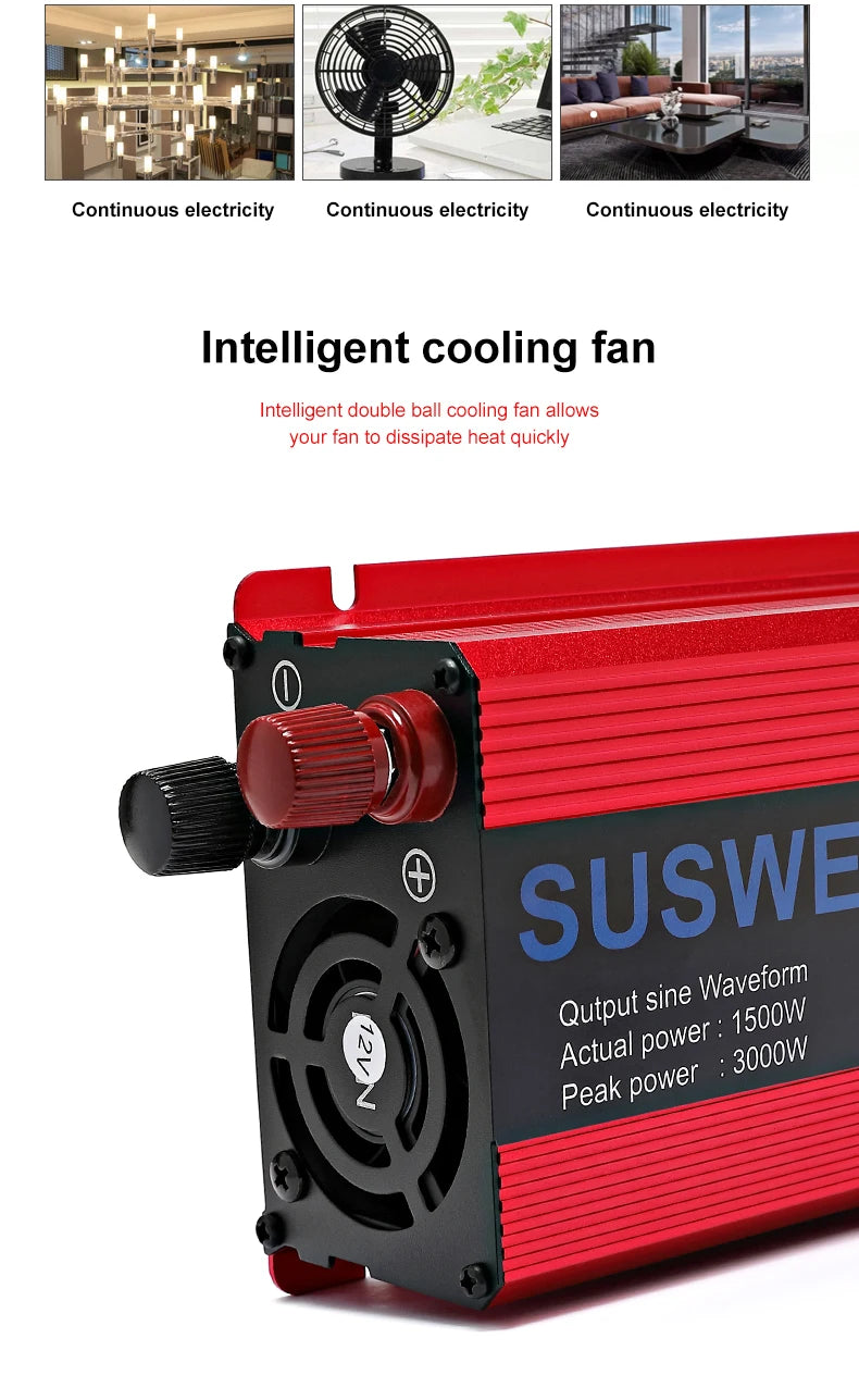 Pure Sine Wave Inverter, Inverter with intelligent cooling and dual-ball design for efficient heat dissipation and high power output.