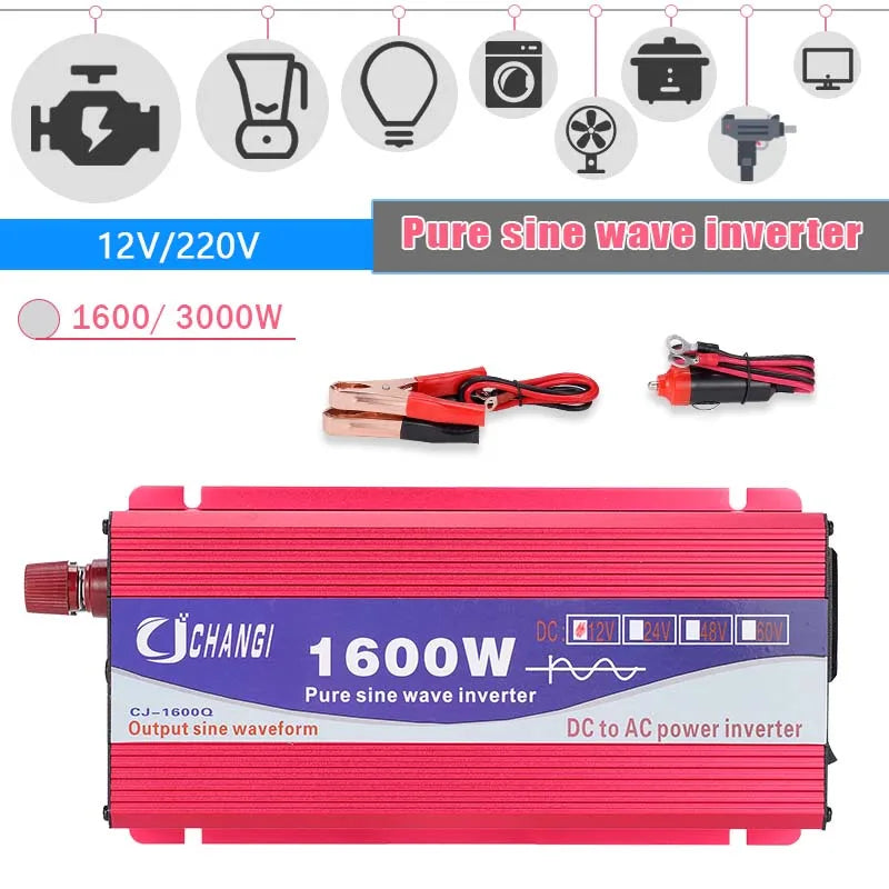 Pure Sine Wave Inverter converts DC power to AC power with high output levels.