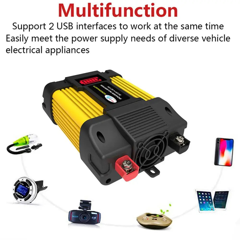 6000W Vehicle Power Pure Sine Wave Inverter, Two simultaneous USB ports provide convenient power supply for various vehicle devices, meeting diverse electrical needs.