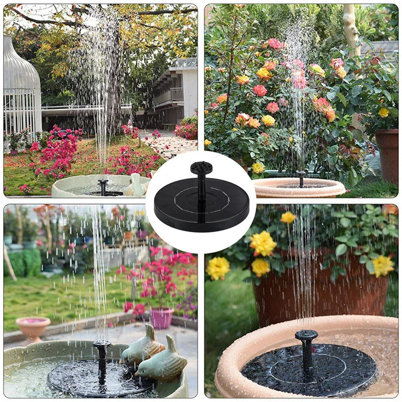 13cm/16cm/18cm Solar Fountain, Solar-powered fountain pump with built-in battery for extended nighttime use.