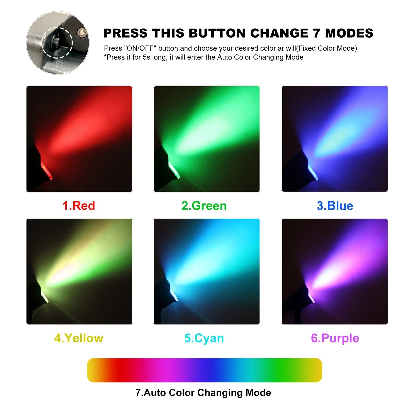 T-sunrise Solar LED Outdoor Light, Activate and customize color options with a 5-second press or select from 7 modes.