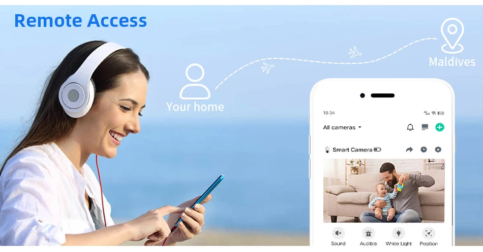 Remote home surveillance with 3MP camera and solar-powered rechargeability.