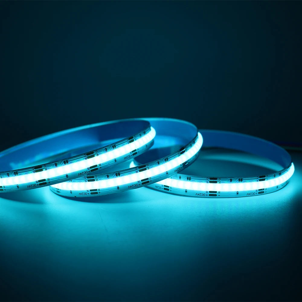 RGB COB LED Strip Light, High-intensity, super bright LED with reliability and luminosity exceeding 90 RA (Radiant Flux).