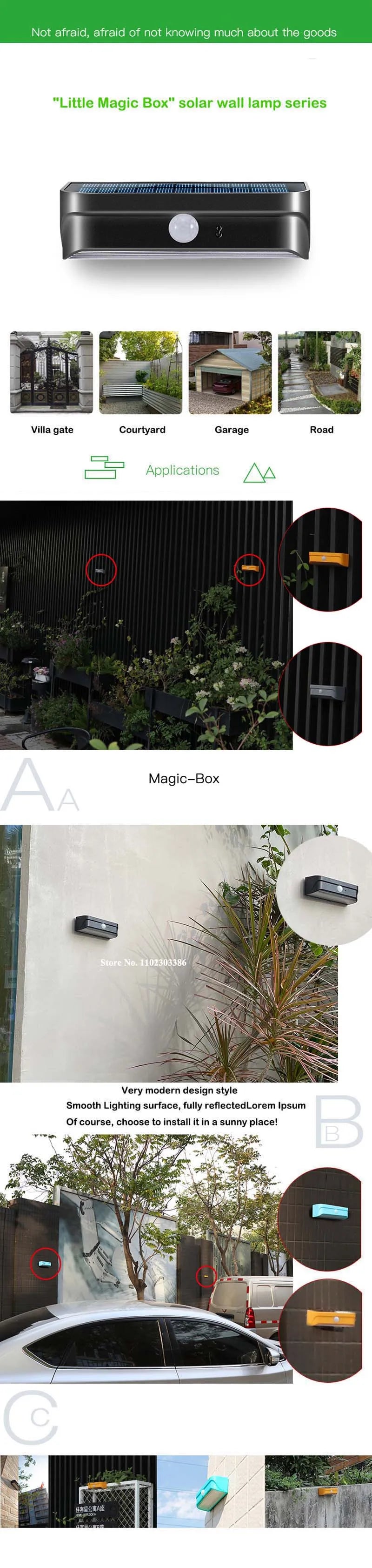 Motion Sensor LED Solar Light, Solar-powered lights with sleek design and smooth surface for outdoor use.