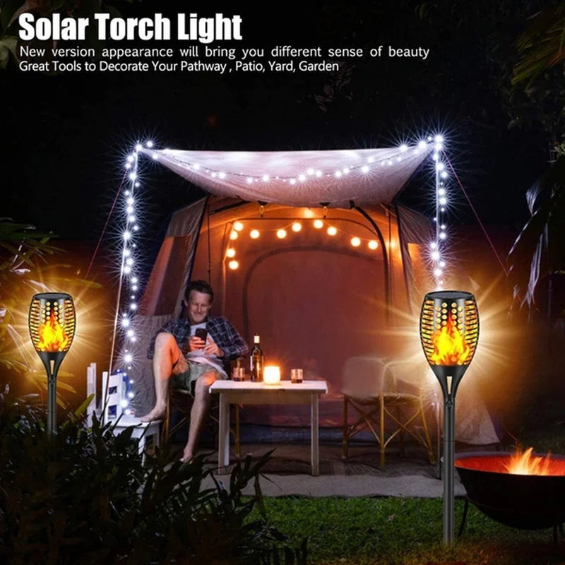1/2/4/6/8/10/12Pcs Solar Flame Torch Light, Elevate outdoor spaces with Solar Flame Torches, ideal for decorating pathways, patios, yards, and gardens.