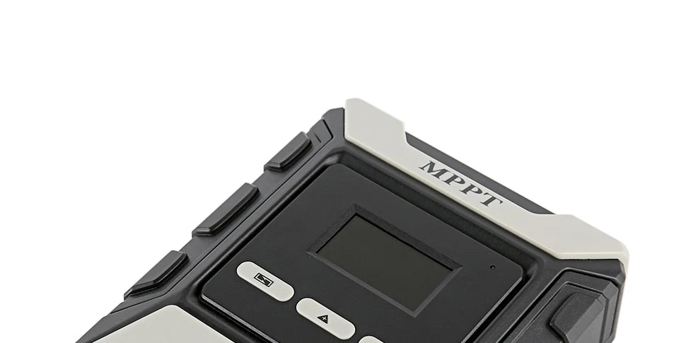 Auto solar charge controller with LCD display, suitable for 12V/24V/48V systems, offering 60A, 40A, 30A, or 20A charging options.