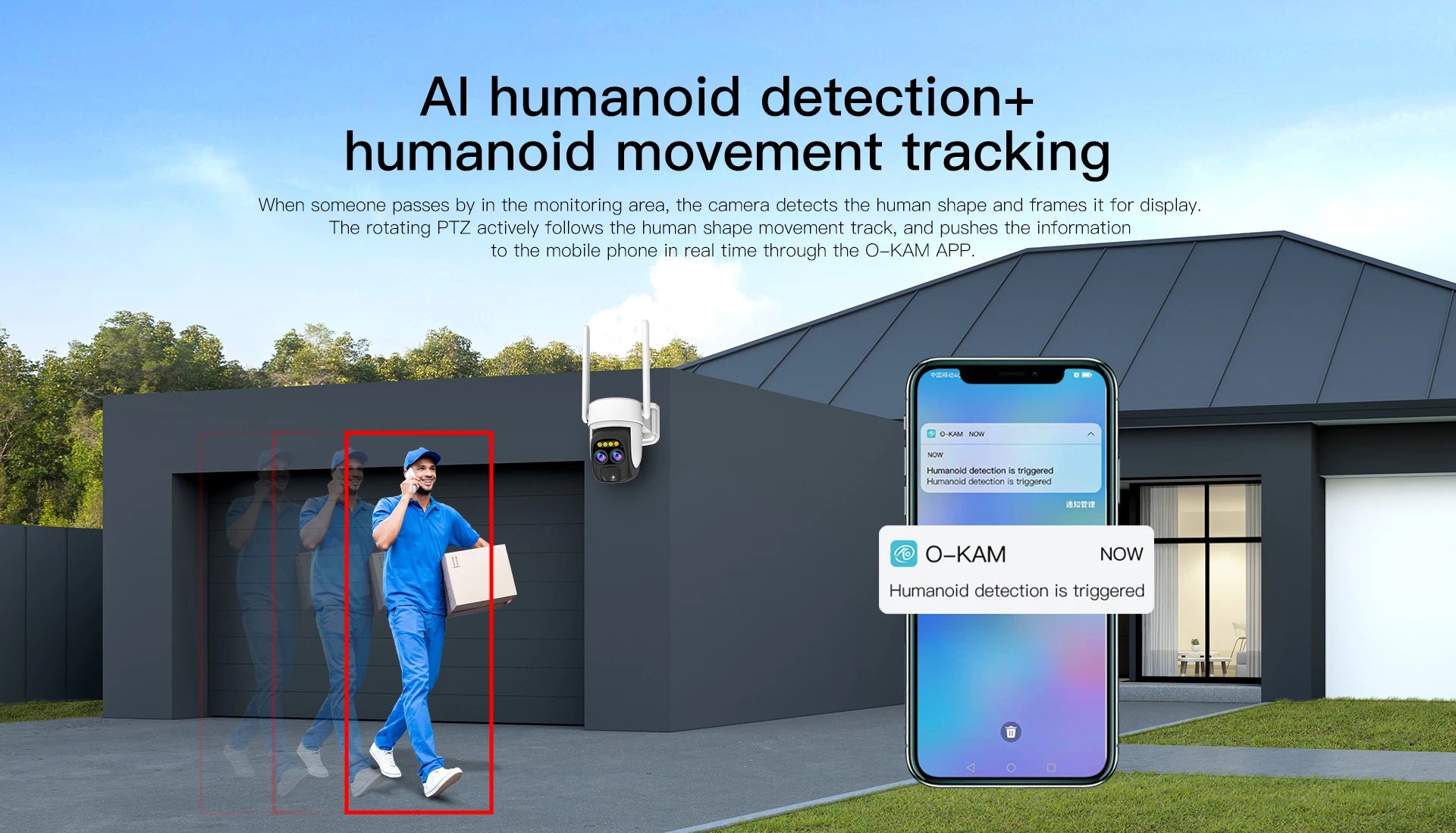 PEGATAH TI-D1W5 8MP Wireless Solar Camera, Real-time human motion tracking camera with PTZ functionality for monitoring and alerts.