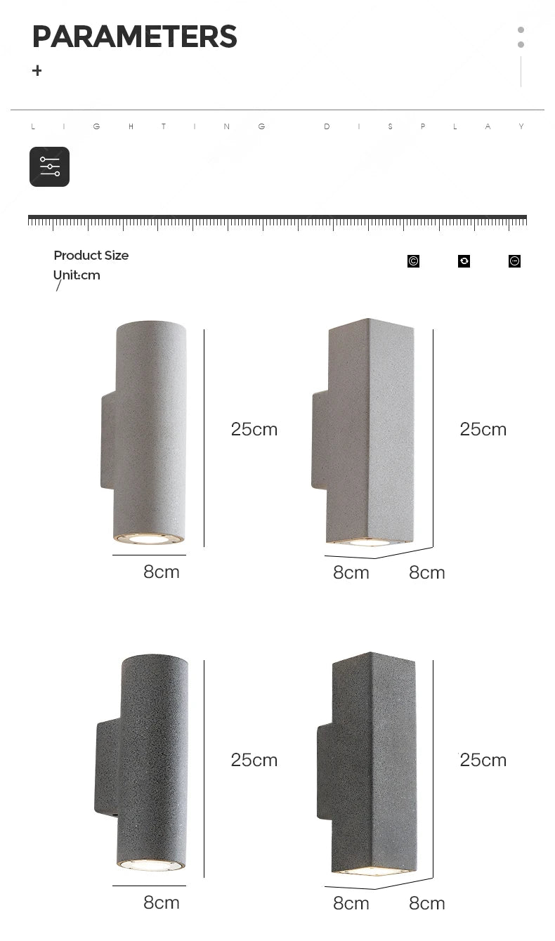 Waterproof LED wall lamp for outdoor use with double head spotlight and durable design.