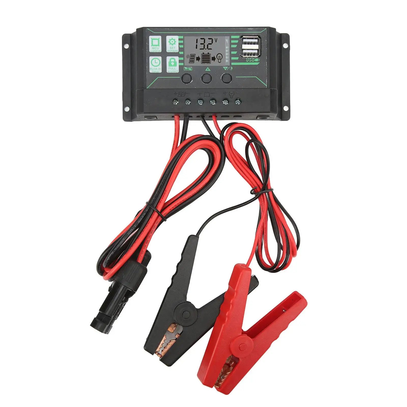 MPPT 10/20/30/60/100A Solar Charge Controller, Solar charge controller with wide LCD screen, suitable for 12/24V panels and regulating battery charging.