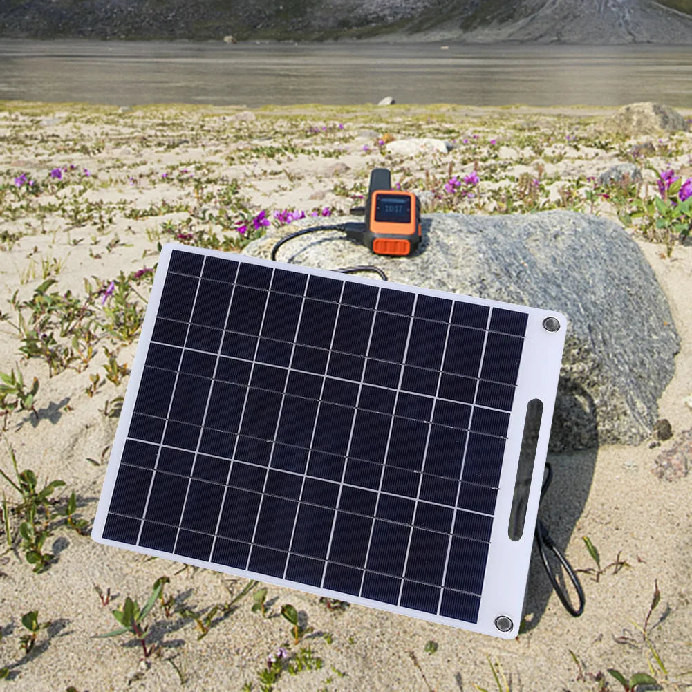 30W Solar Panel, Compact solar panel with high efficiency for outdoor use, waterproof, and ideal for camping, hiking, or charging small devices.