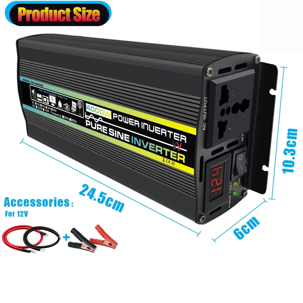 Product dimensions: 24.5cm x 6cm, including accessories, for Pure Sine Wave Inverter 12V/24V/48V/60V.