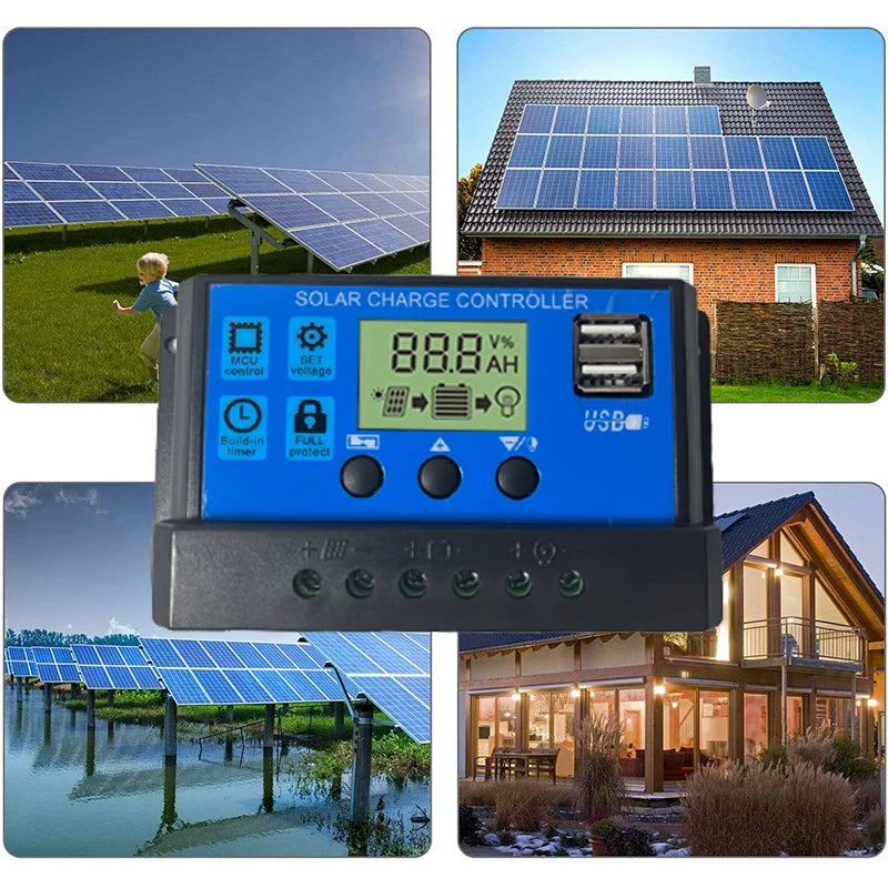 100W Solar Panel, Smart solar charger with microcontroller for efficient energy harvesting and monitoring, with 8-stage protection.
