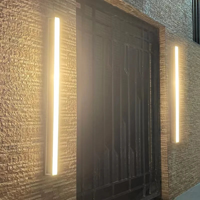 Solar LED Outdoor Wall Light, Solar-powered LED wall lamp with modern design, waterproof, and dimmable features.