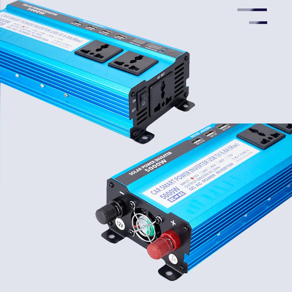 3000/4000/5000W Inverter, Solar power inverter converts DC power to AC power with features like dual displays and USB ports.