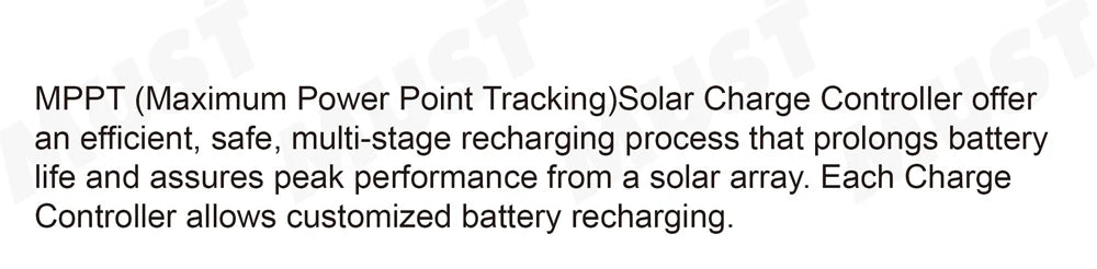 MPPT charge controllers efficiently recharge batteries, prolonging lifespan and optimizing solar panel performance with customizable settings.