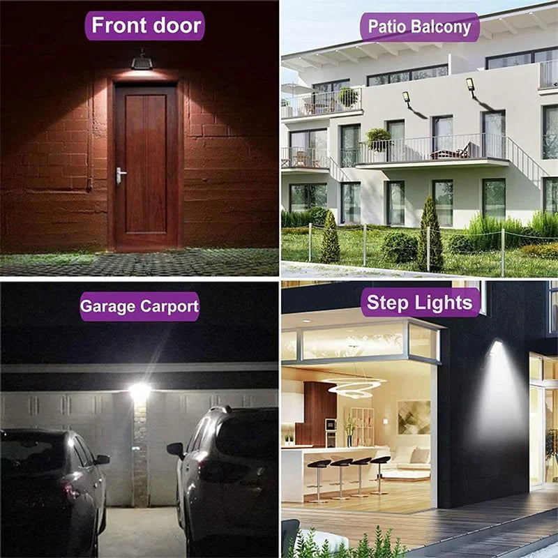 1~8pack Solar Street Light, Solar-powered motion-sensitive LED lights for exterior spaces like front doors, patios, balconies, garages, and carports.