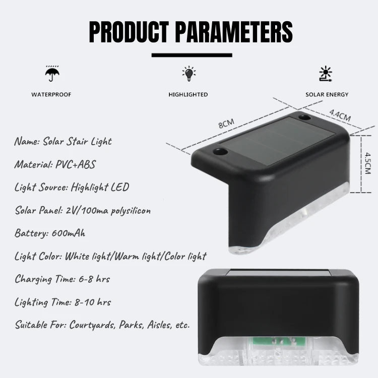 LED Solar Lamp Path Stair Outdoor Garden Light, Elegant solar-powered lamp for outdoor use, perfect for pathways, stairs, and garden decor.