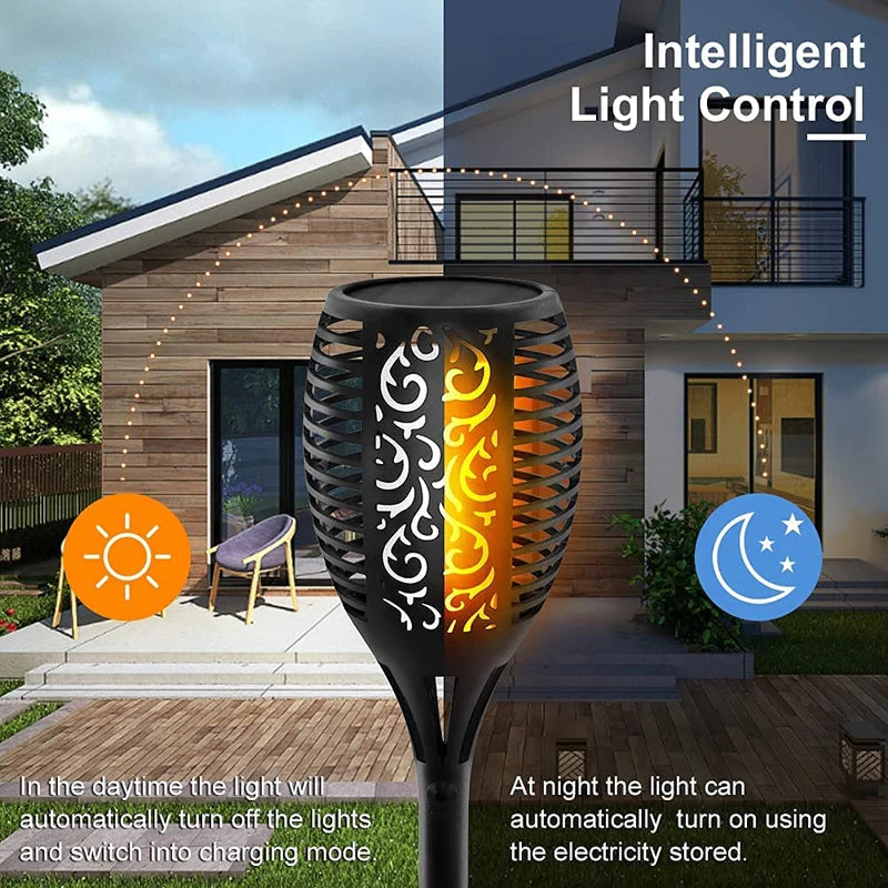 Solar LED Torch Light, Night-activated solar charger stores energy during the day for future use.