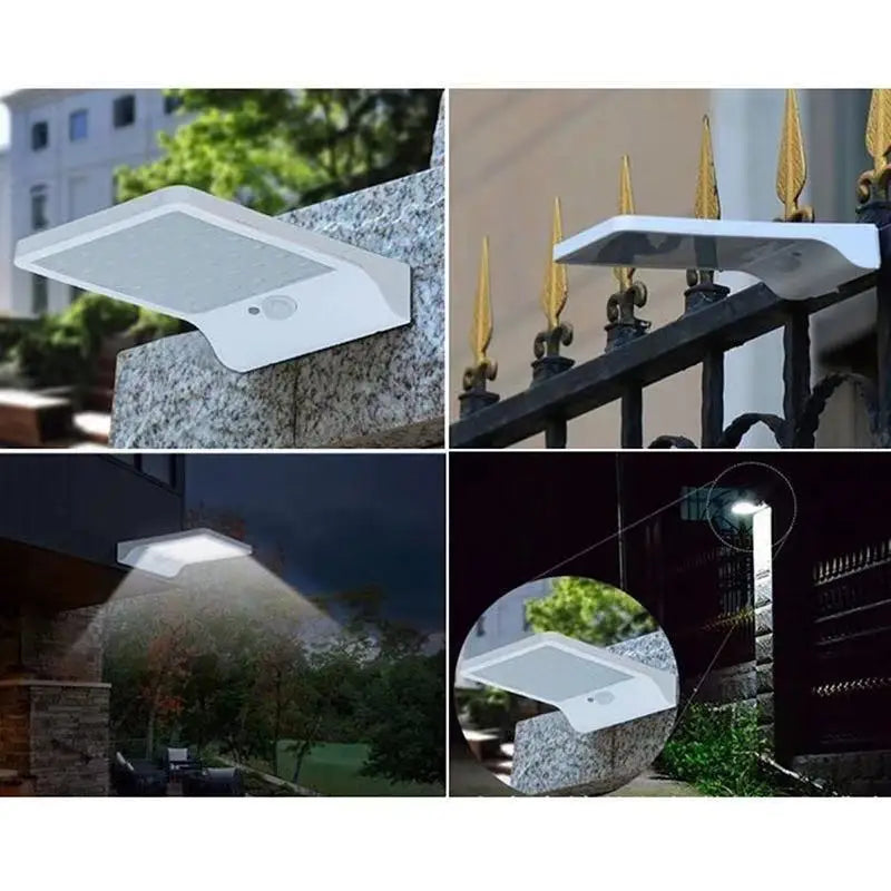36/48 LED Solar Power Light, Waterproof solar-powered light with LED lights on sides for reliable use in rainy conditions.