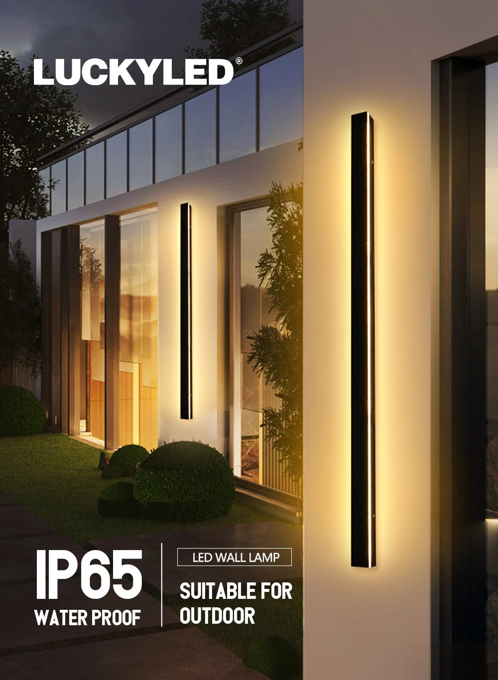 LUCKYLED Modern Led Wall Light, Waterproof LED wall lamp for outdoor use in wet conditions.