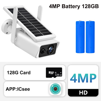 FRDMAX XM49S 4MP Solar Camera, 4MP APP:ICsee HD 128GB 1286 Card