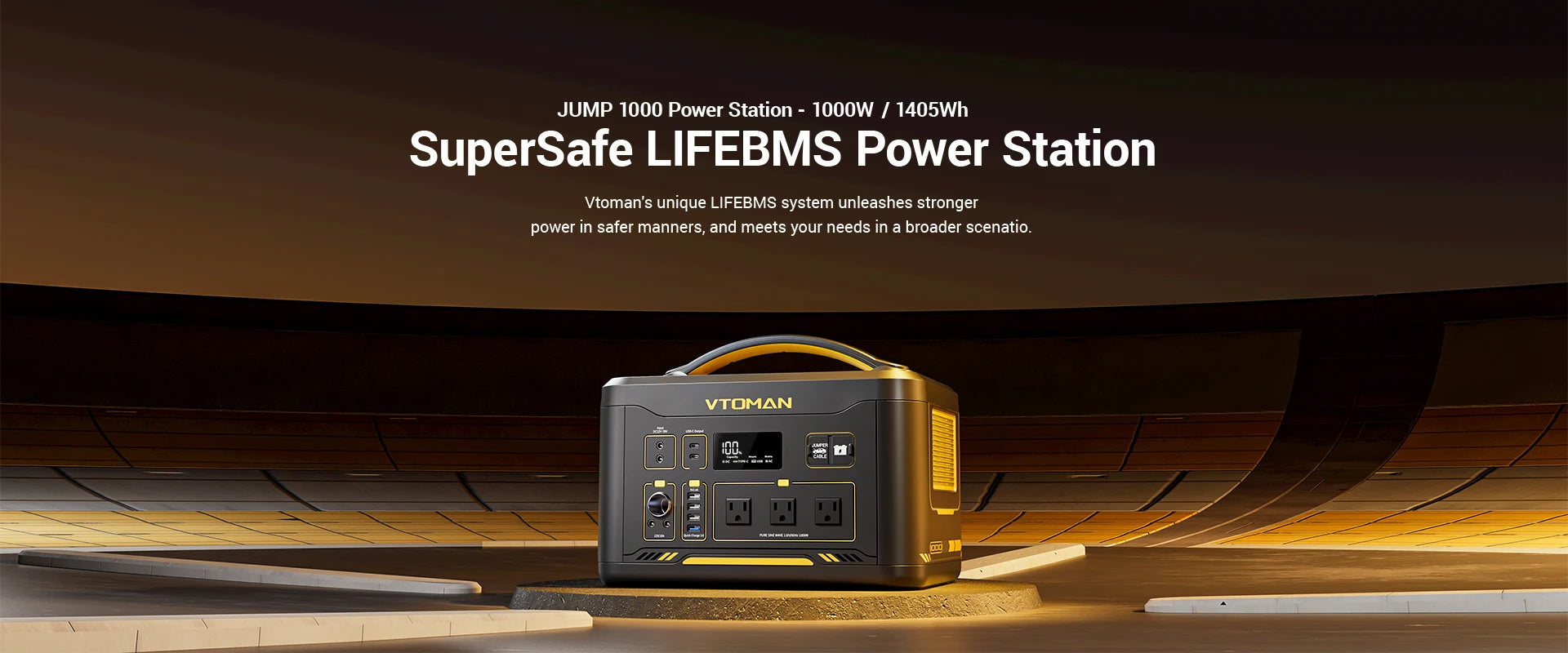 Portable power station for camping, backup, and RV use, featuring 1405Wh LiFePO4 battery and 1000W constant power.