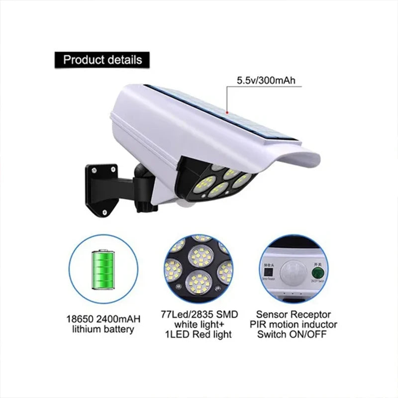 77 LED Solar Light Motion Sensor Security D