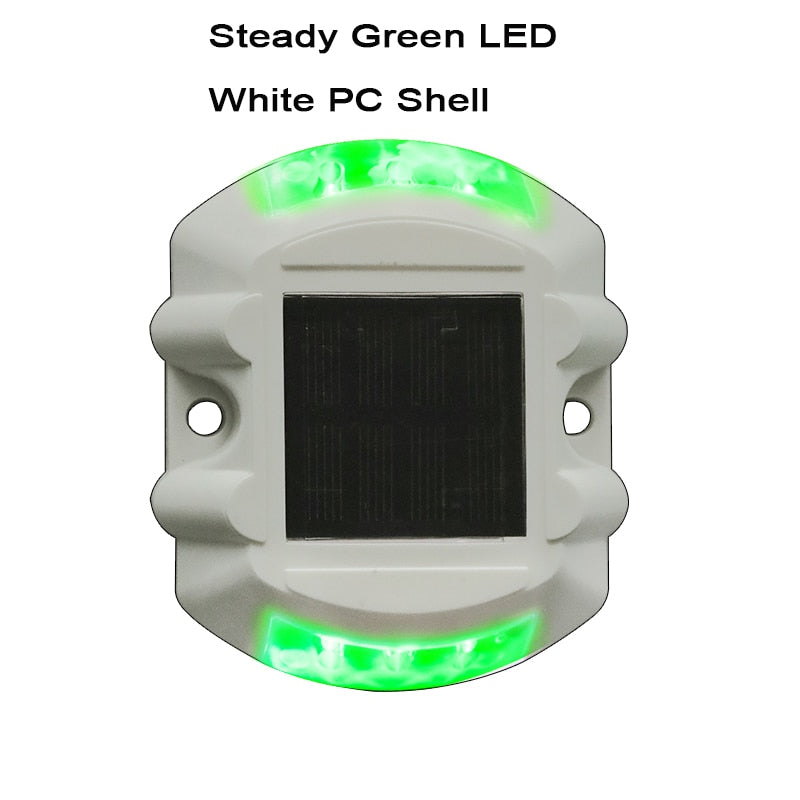 Modalità fissa Colore bianco Plastica Verde LED Solar Powered Road Stud Riflettente Ground Light Path Deck Dock Warning Light
