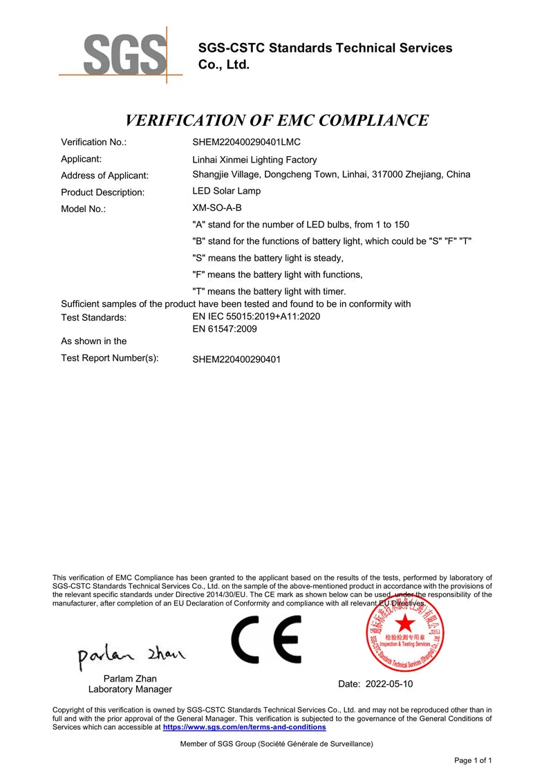 Solar Firework Light, Solar-powered lamp meets EU standards for electromagnetic compatibility.