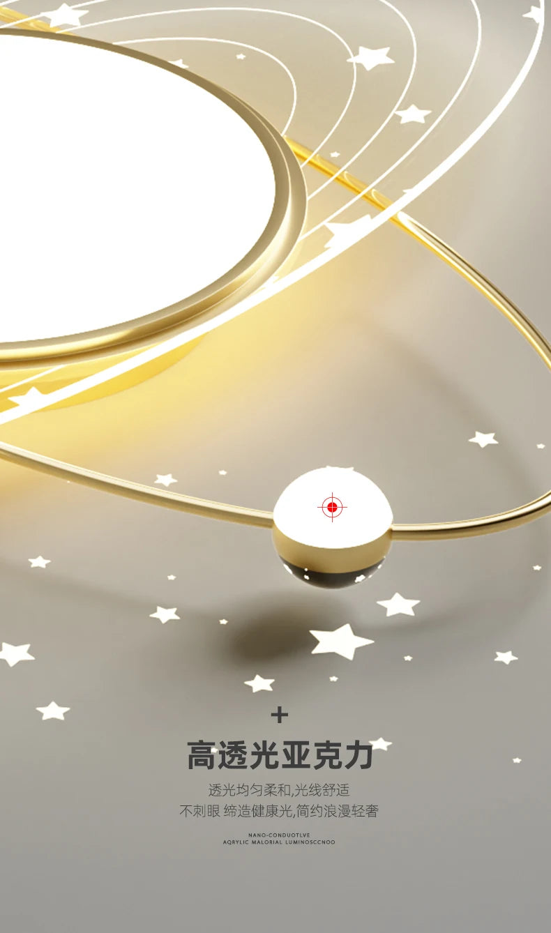 star ring LED Iron Modern Chandelier Light, Modern star-shaped LED iron chandelier with adjustable brightness and touch sensor control.