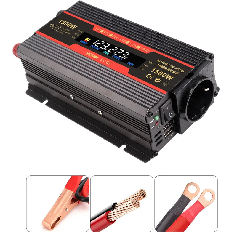 Pure Sine Wave Inverter, Converts DC power to AC power for solar-powered devices and car accessories.