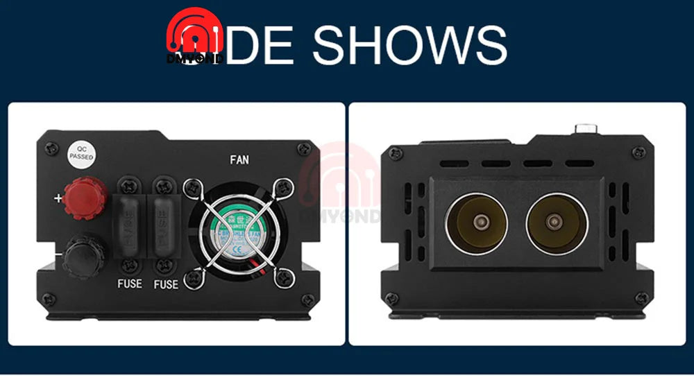 Inverter, Portable power bank converter with modified sine wave output and DC input from 12V to 24V.